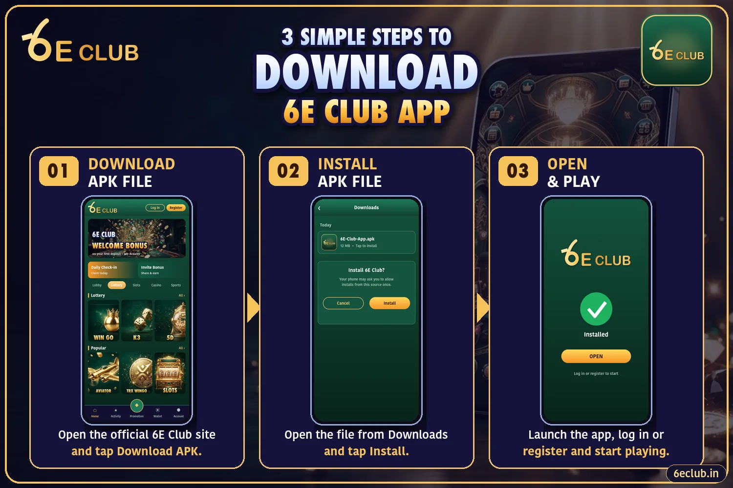 6E Club app download steps